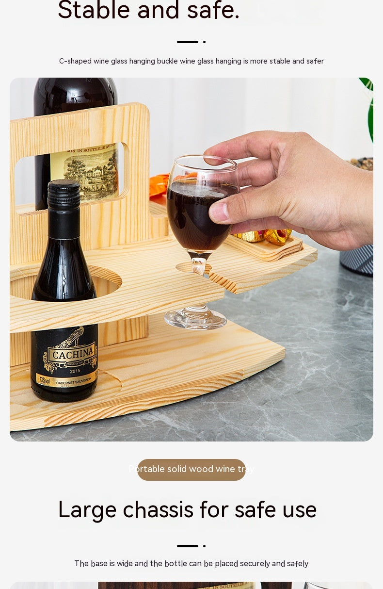 Botellero de madera Botellero portátil Soporte extraíble para copas de vino
