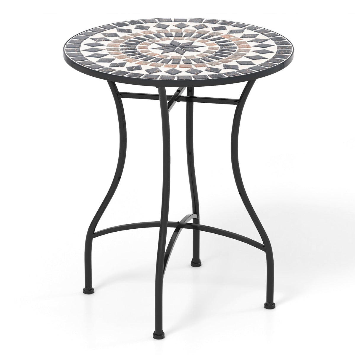 24 Inch Patio Bistro Table with Ceramic Tile Tabletop