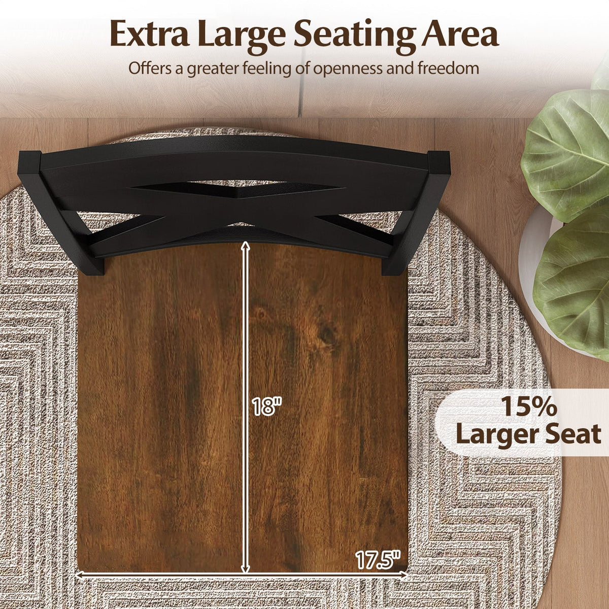 24" Rubberwood Swivel Barstools Set of 4 with Backrest and Large Seat