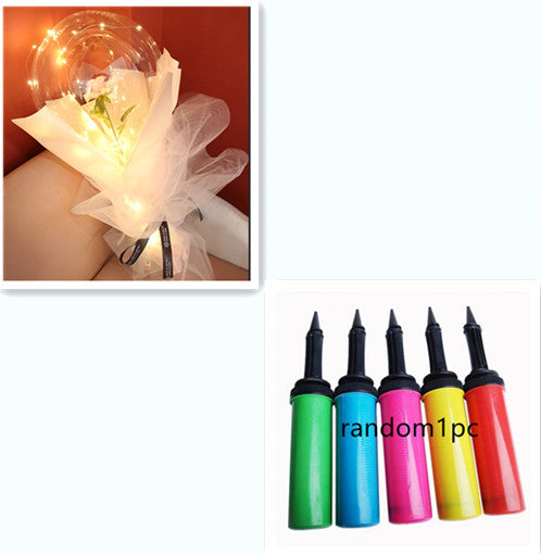 Ramo de Rosas de Globos Luminosos LED Rosa Bola Bobo Transparente