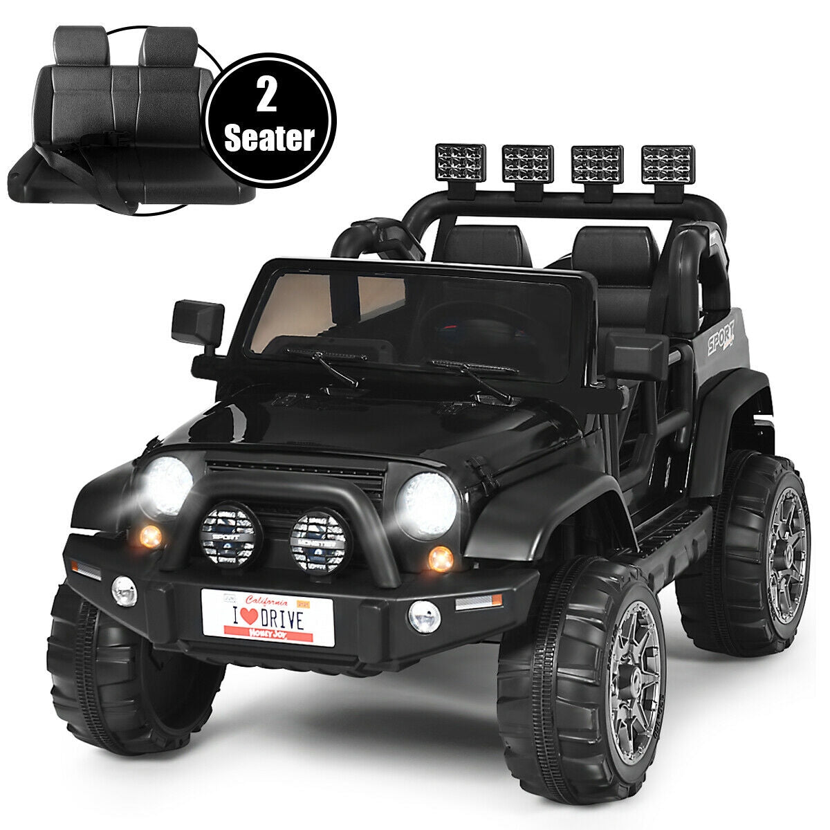 12V 2-Seater Ride on Car Truck with Remote Control and Storage Room