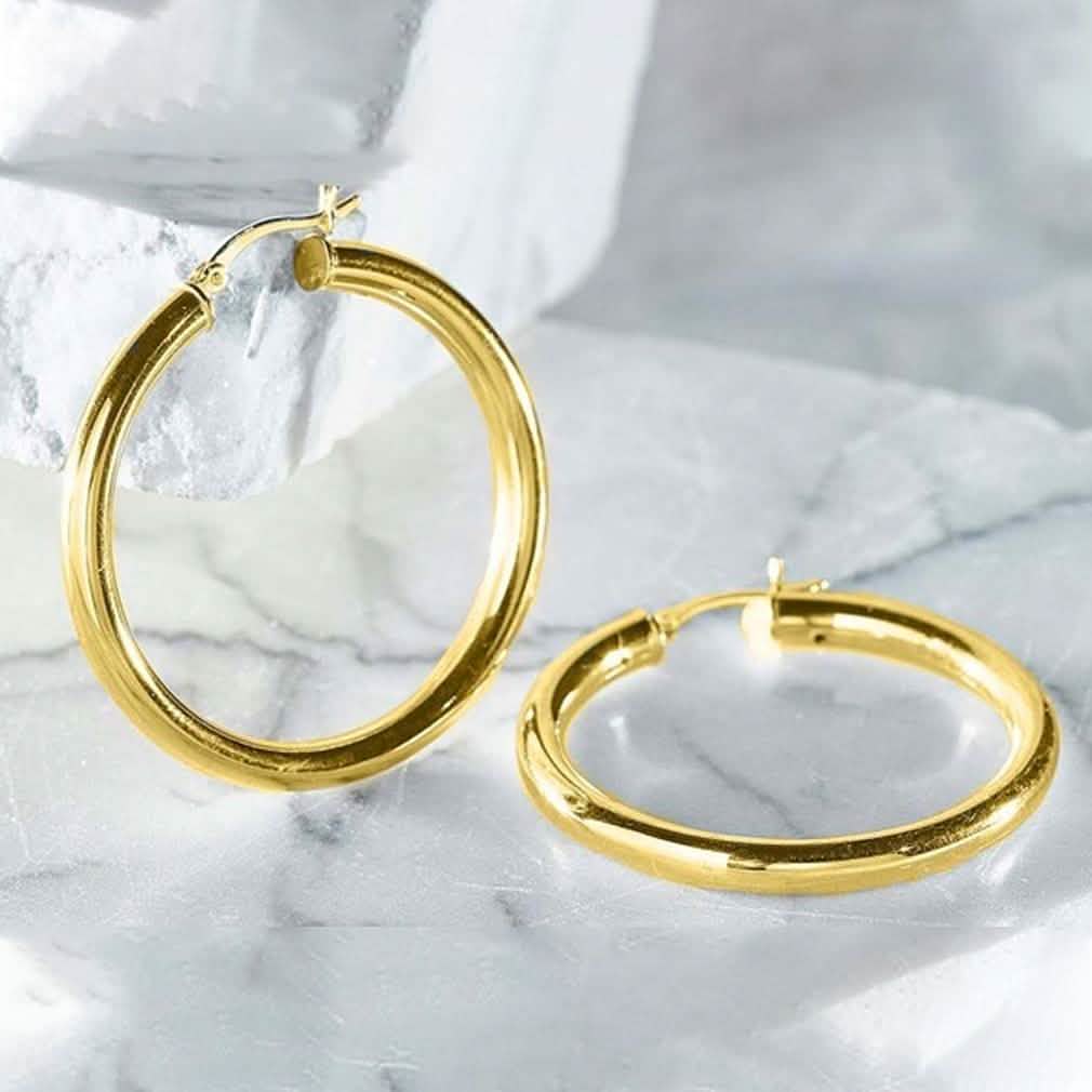 Aros de 25 mm con cierre francés clásico de plata de ley maciza
