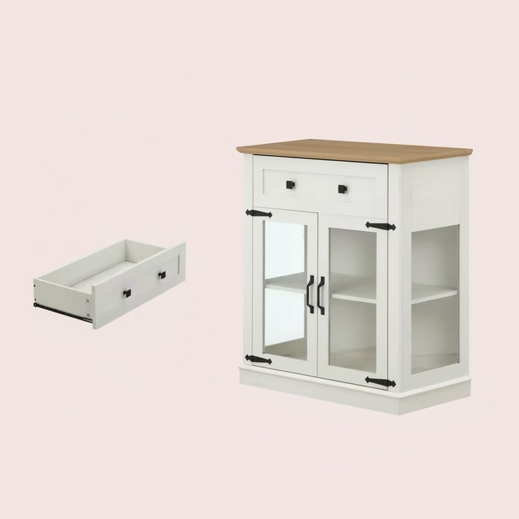 Armario moderno con puertas de cristal – 3 estilos | Estantes ajustables | Alacena de almacenaje compacta