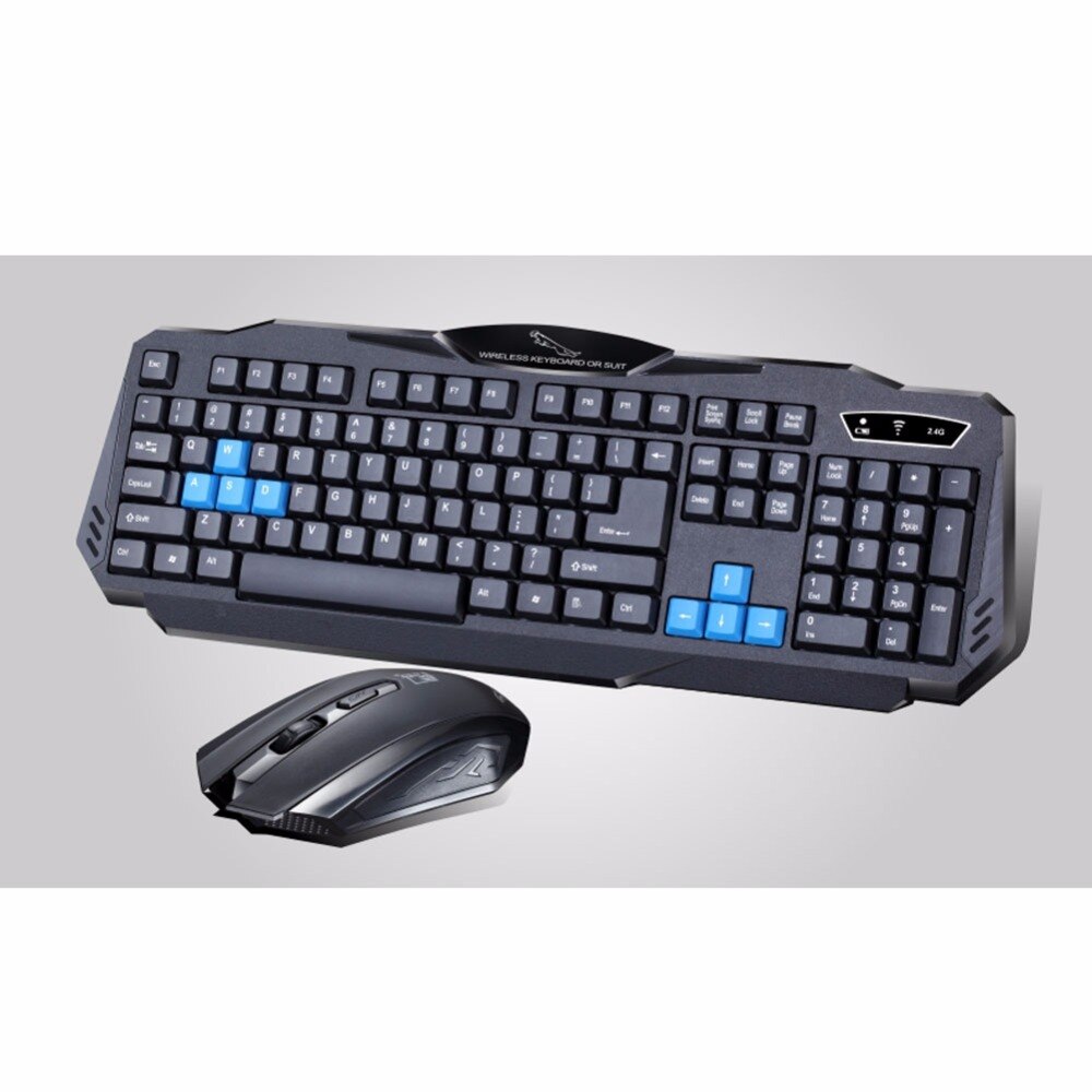 1 Set Of Durable Fashion Colorful Ergonomical Designed Wireless Black Keyboard Mouse Combos For Office & Home Computer Gam