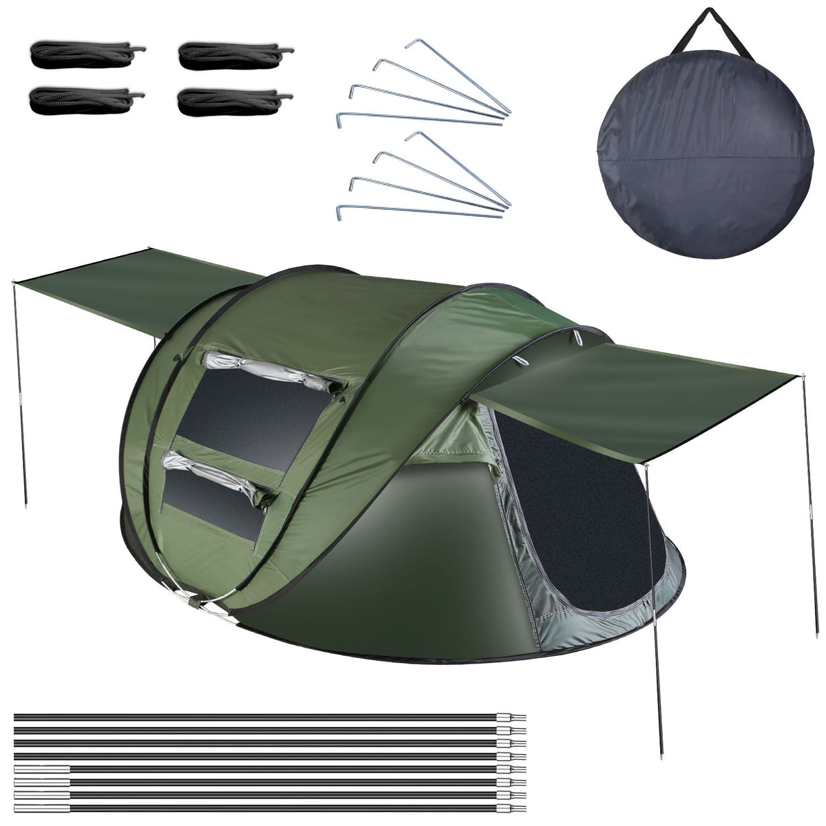 3-4 Person Pop Up Tent Automatic Setup Camping Tent Waterproof Instant Setup Tent with 2 Mosquito Net Windows Carrying Bag for Hiking Climbing Adventu