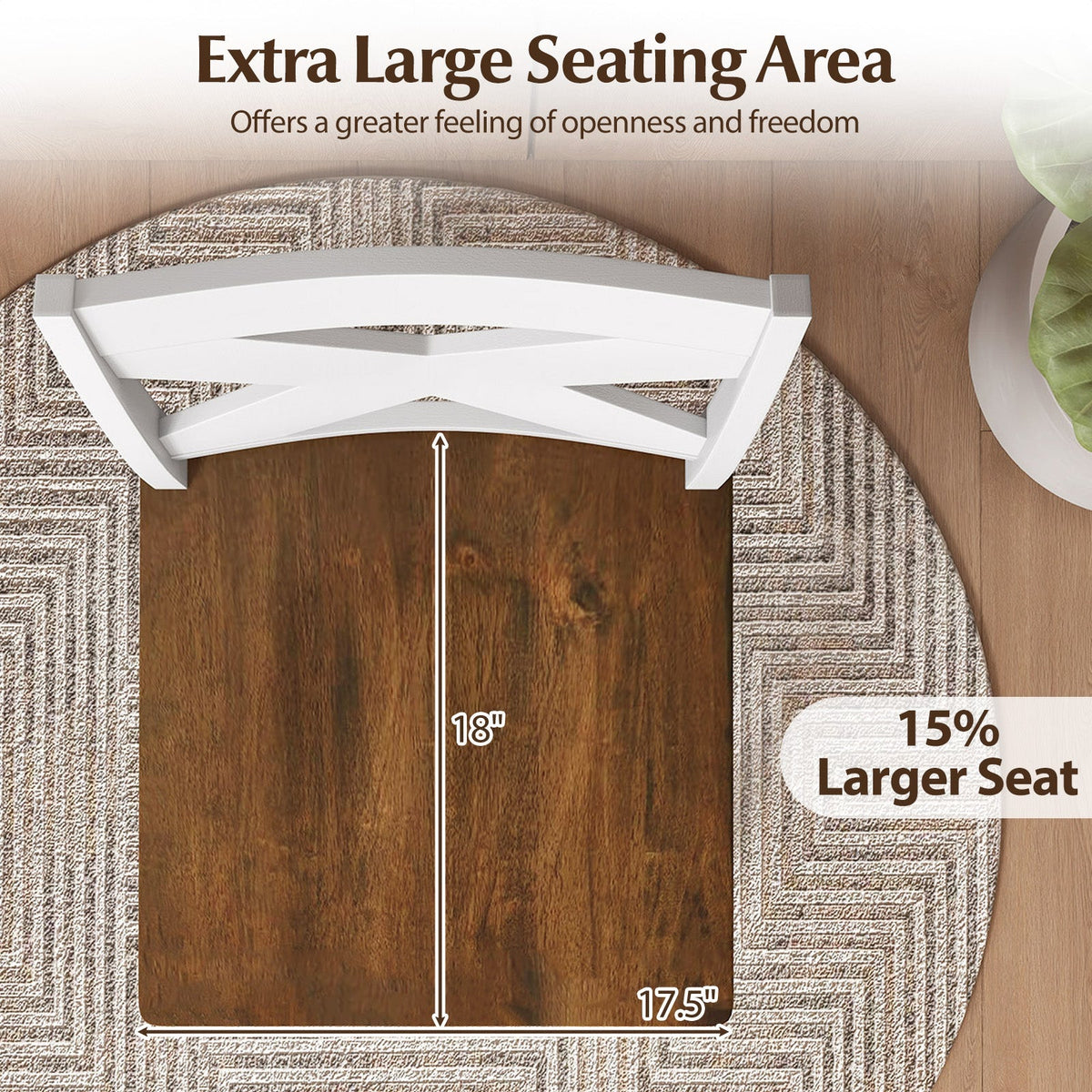 29" Rubberwood Swivel Barstools Set of 4 with Backrest and Large Seat