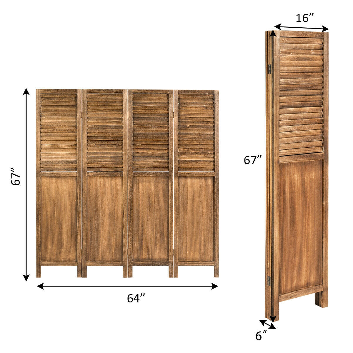 5.6 Ft Tall 4 Panel Folding Privacy Room Divider