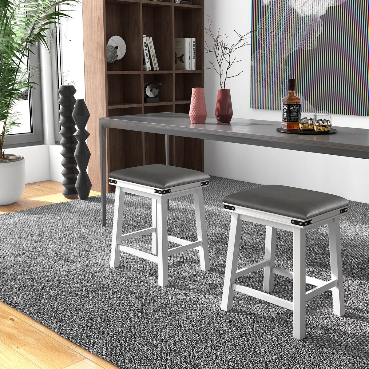 Set of 2 24/30 Inch Dining Bar Stool with Acacia Wood Frame