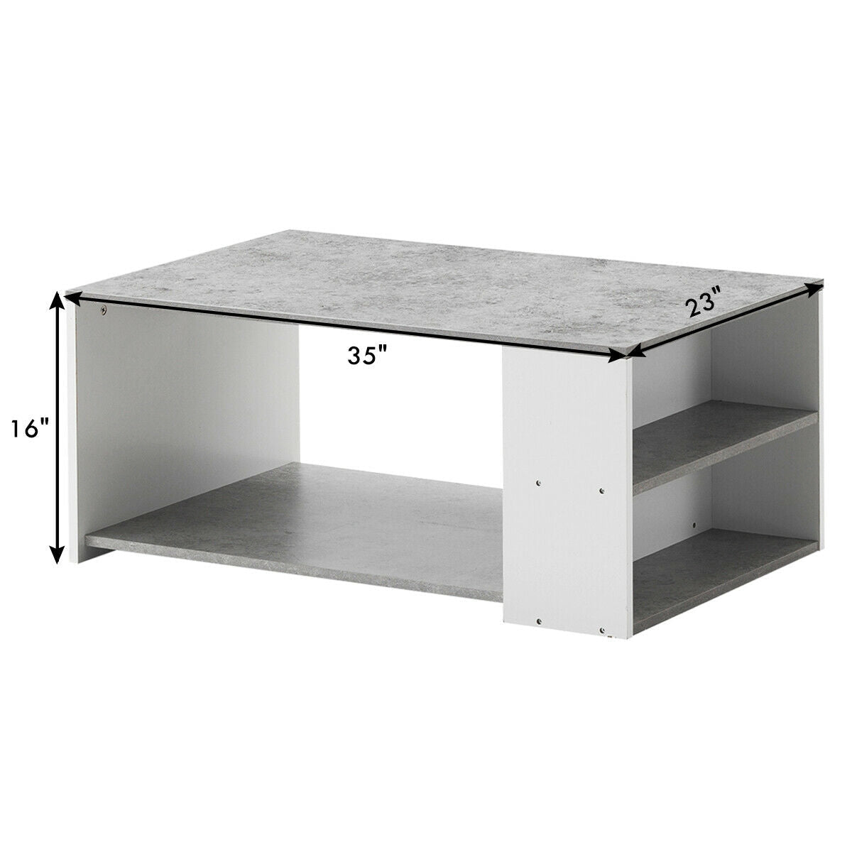 Coffee Table Sofa Side Table with Storage Shelves