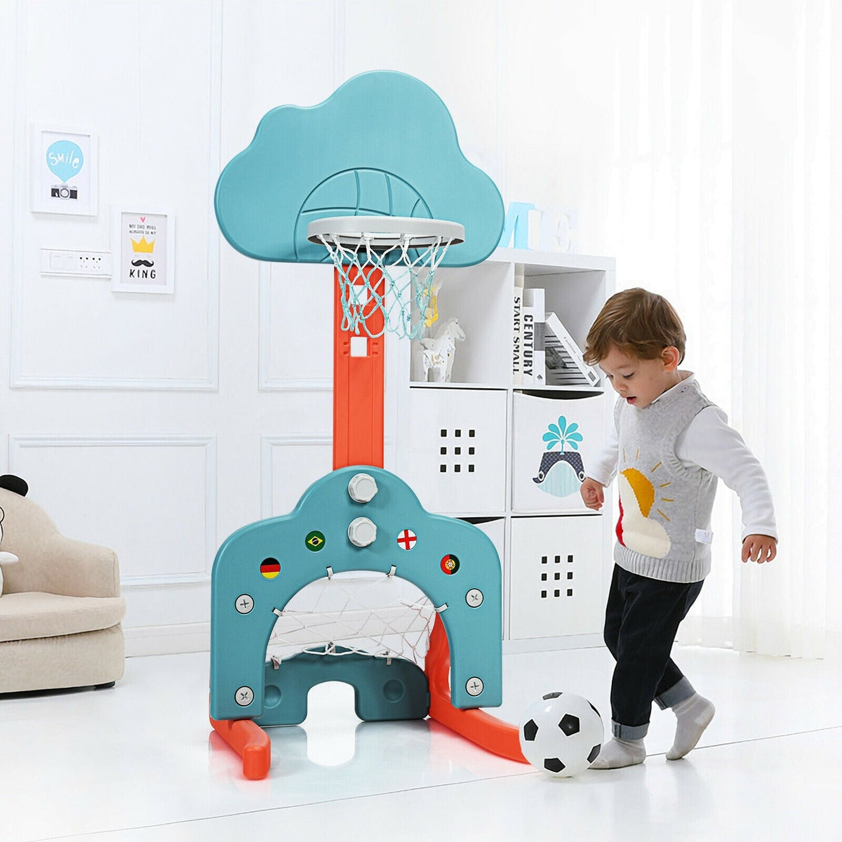 3-in-1 Kids Basketball Hoop Set with Balls