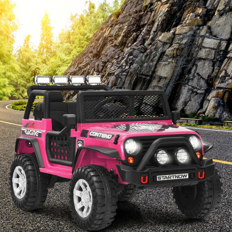 12V Kids Electric Ride On Truck with Remote Control and Operation Lever-Pink
