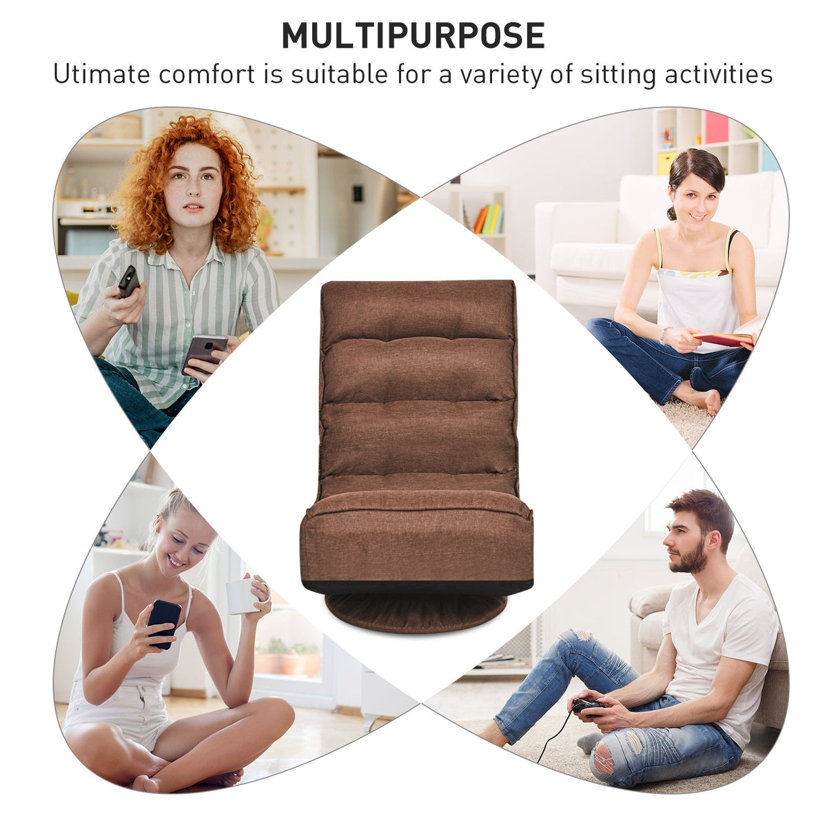 5-Position Folding Floor Gaming Chair