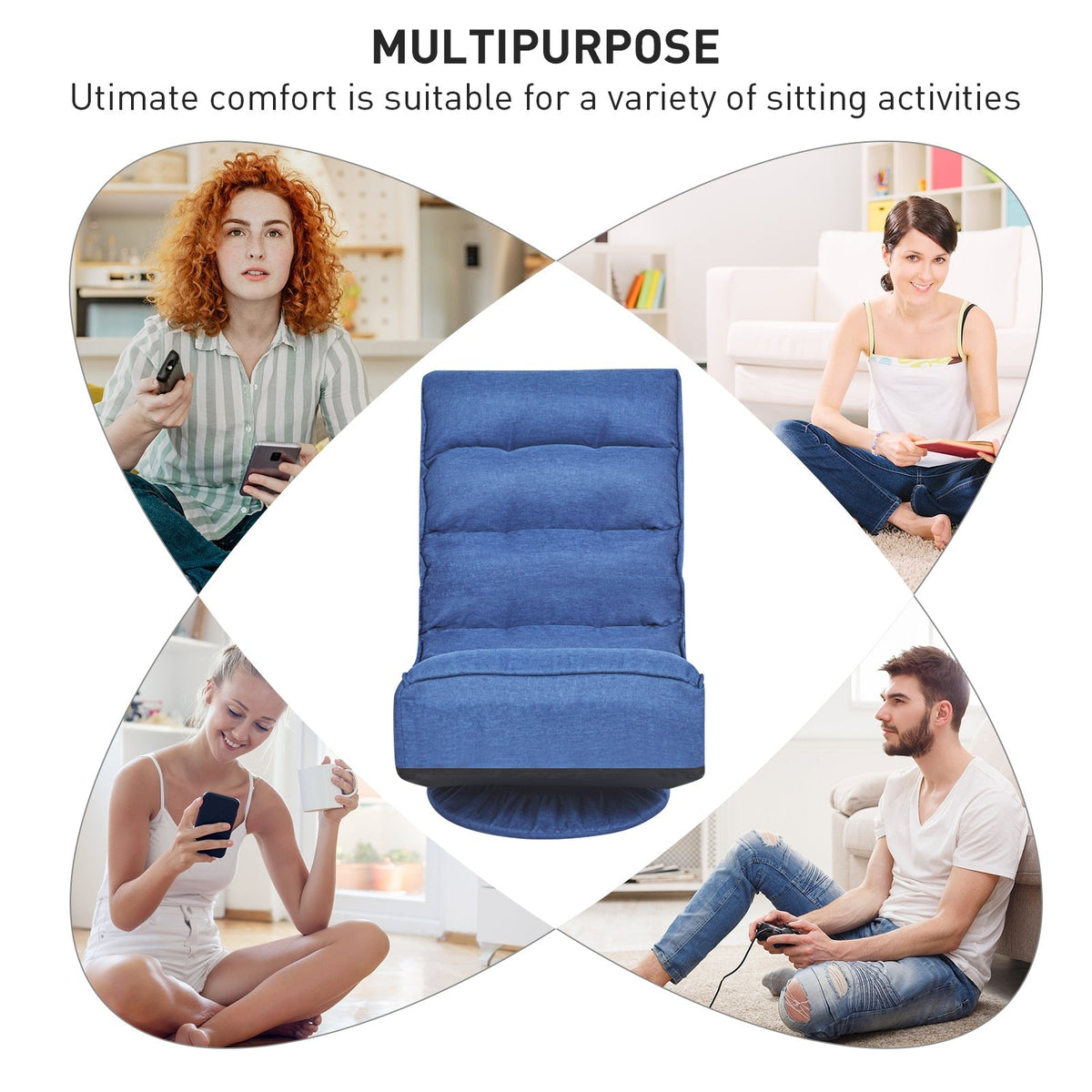 5-Position Folding Floor Gaming Chair