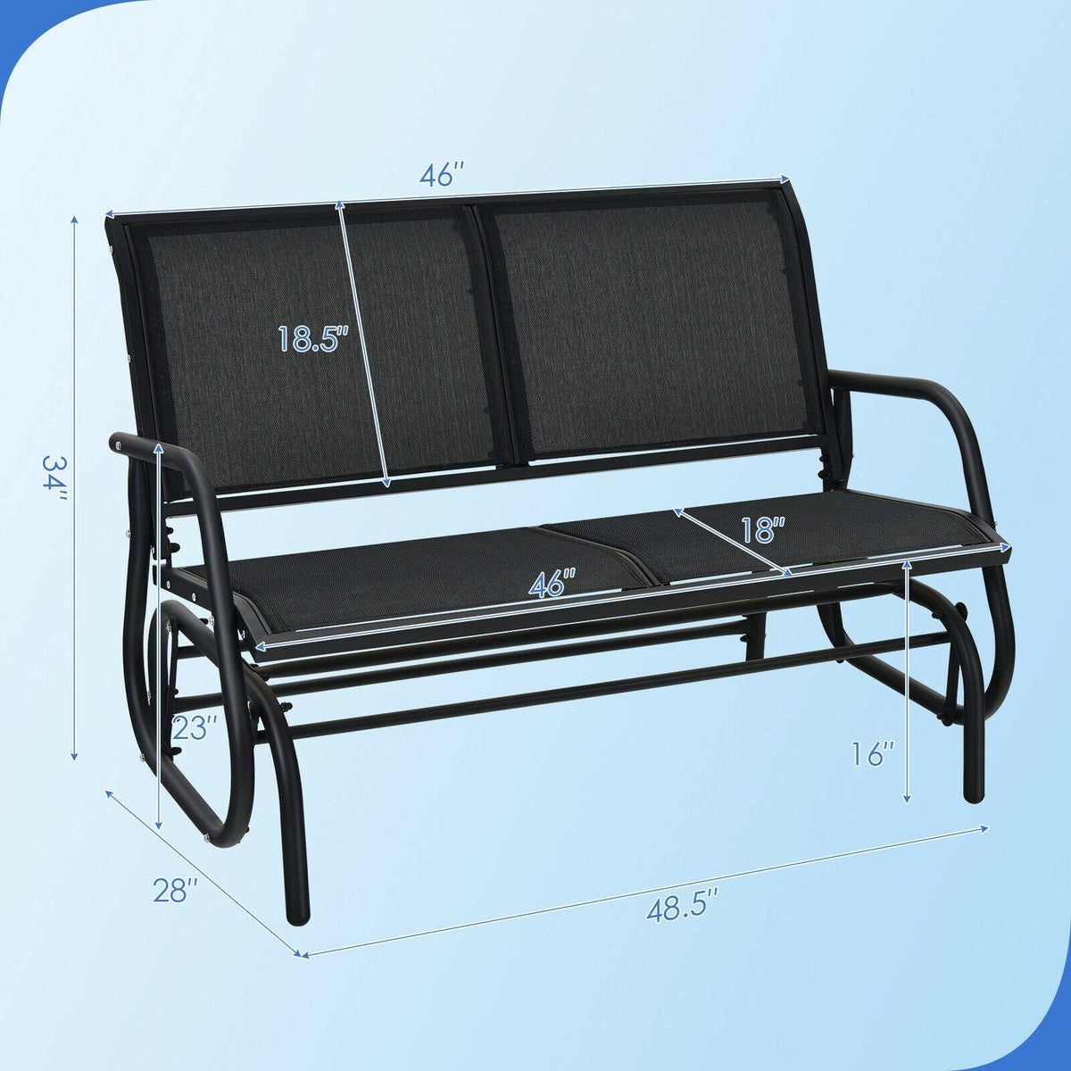 Sillón Planeador Mecedora de Jardín de 48 Pulgadas de Dos Plazas