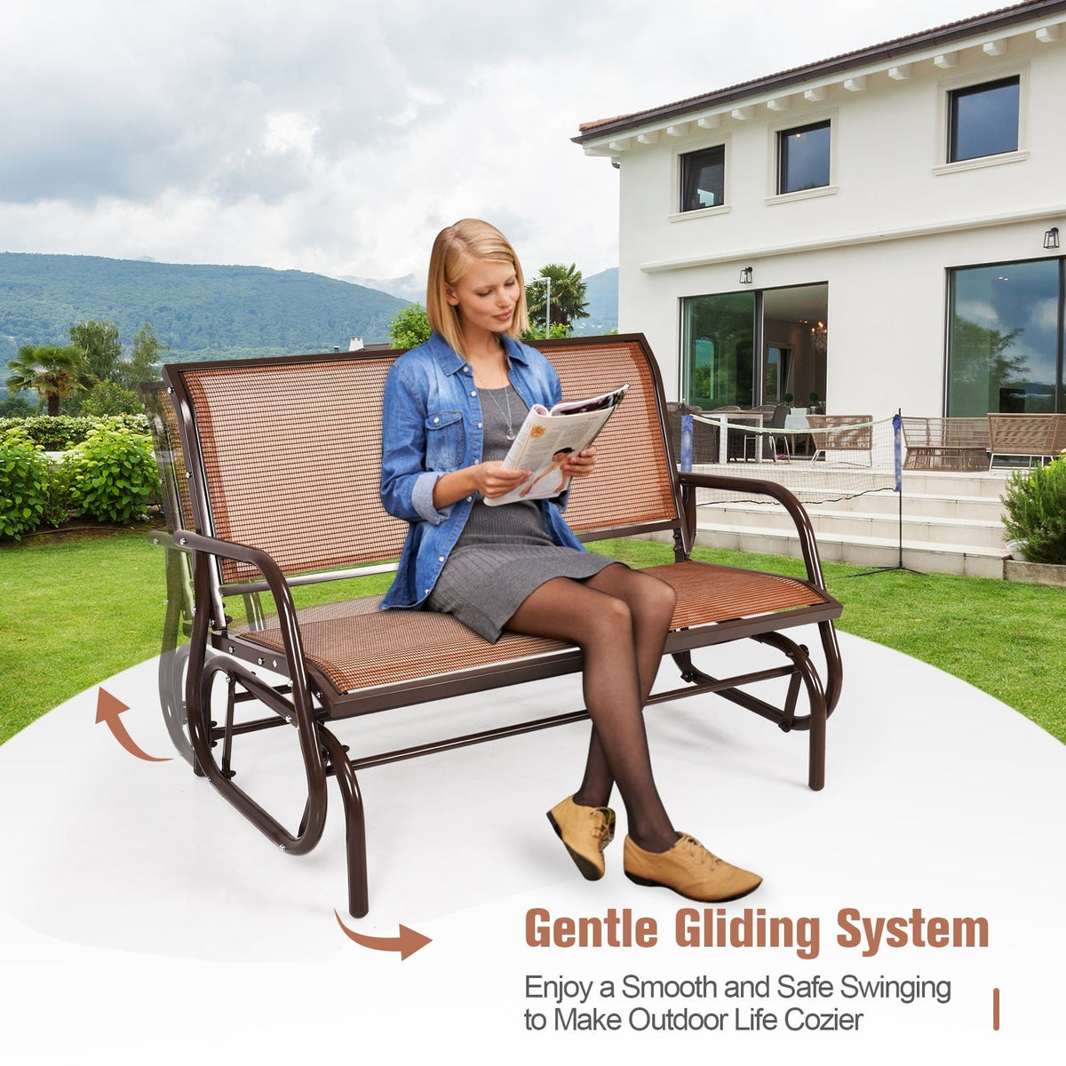 Sillón Planeador Mecedora de Jardín de 48 Pulgadas de Dos Plazas