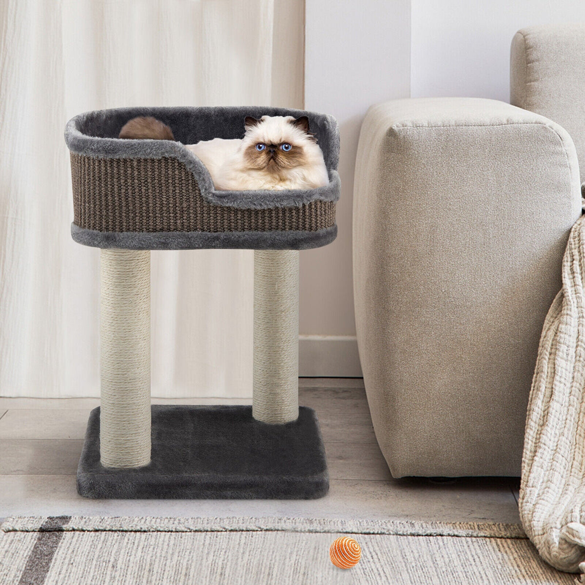 Multi-Level Cat Climbing Tree with Scratching Posts and Large Plush Perch
