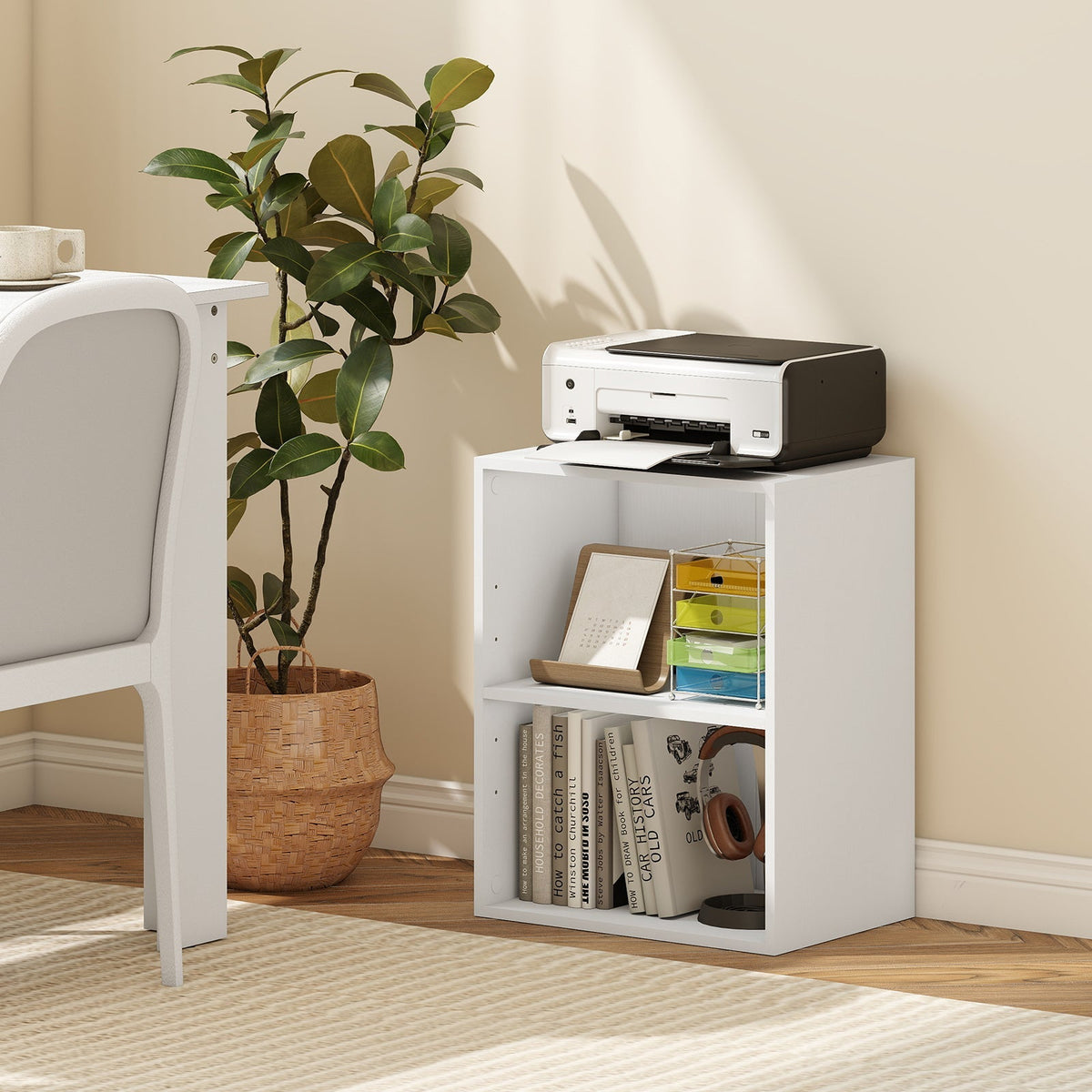 2-Cube Bookcase Floor Standing Open Bookshelf with 5-Position Adjustable Shelf