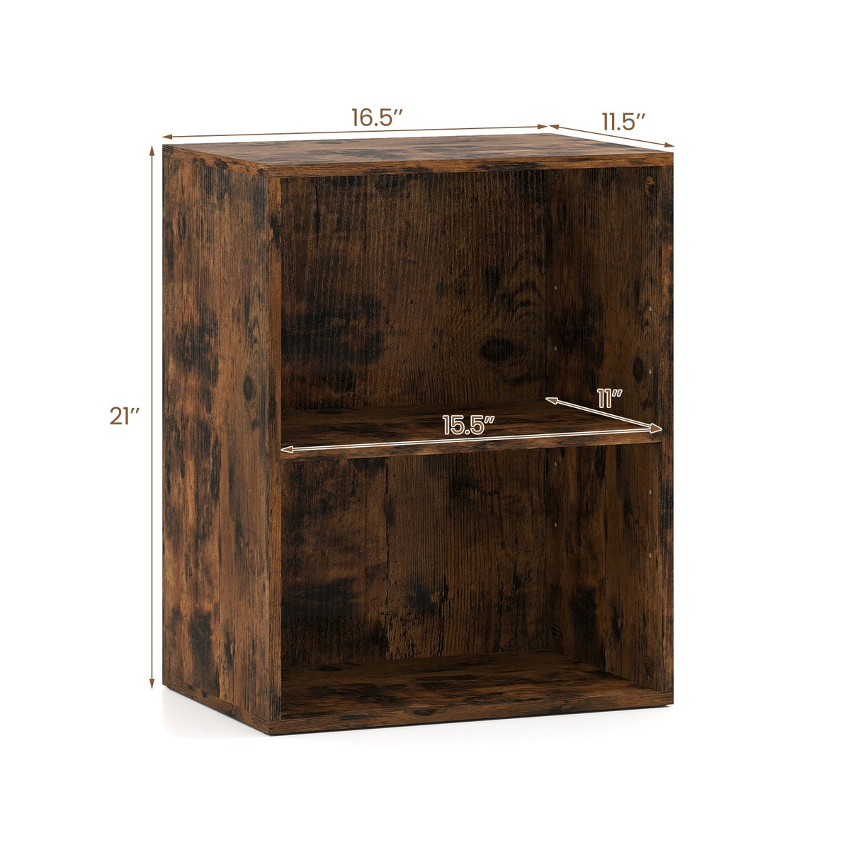 2-Cube Bookcase Floor Standing Open Bookshelf with 5-Position Adjustable Shelf