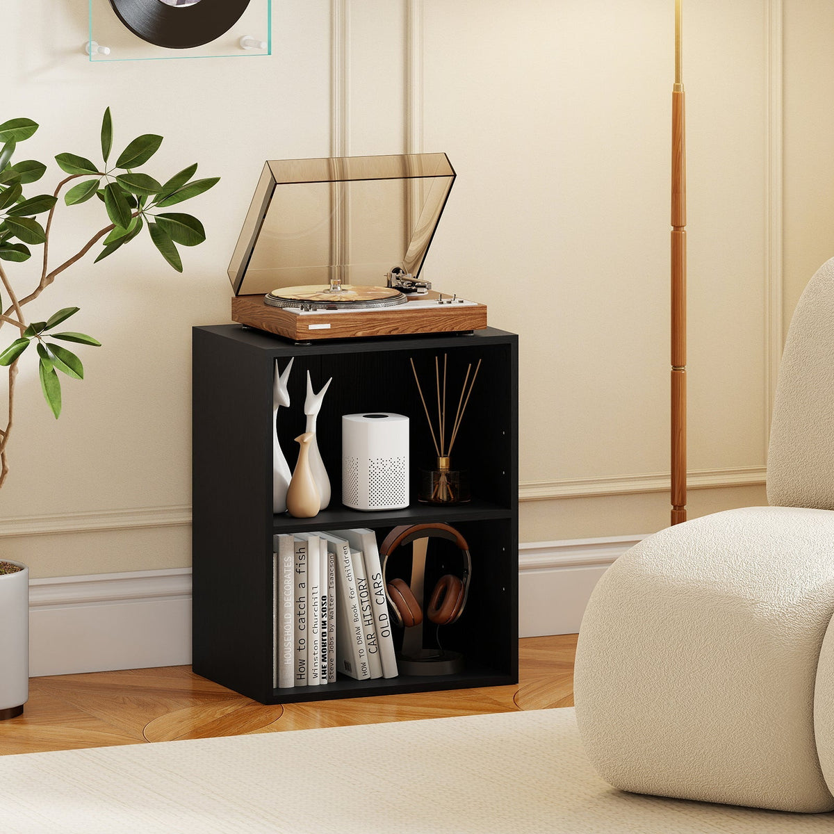 2-Cube Bookcase Floor Standing Open Bookshelf with 5-Position Adjustable Shelf