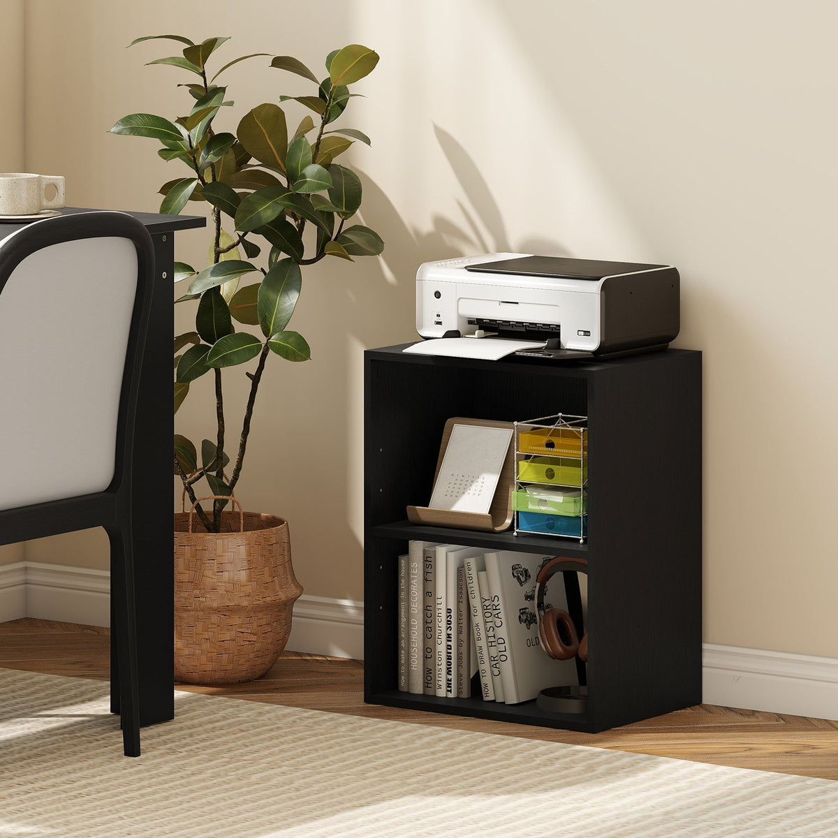 2-Cube Bookcase Floor Standing Open Bookshelf with 5-Position Adjustable Shelf