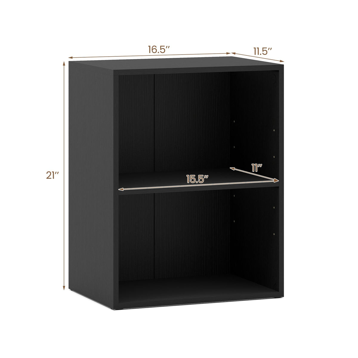 2-Cube Bookcase Floor Standing Open Bookshelf with 5-Position Adjustable Shelf