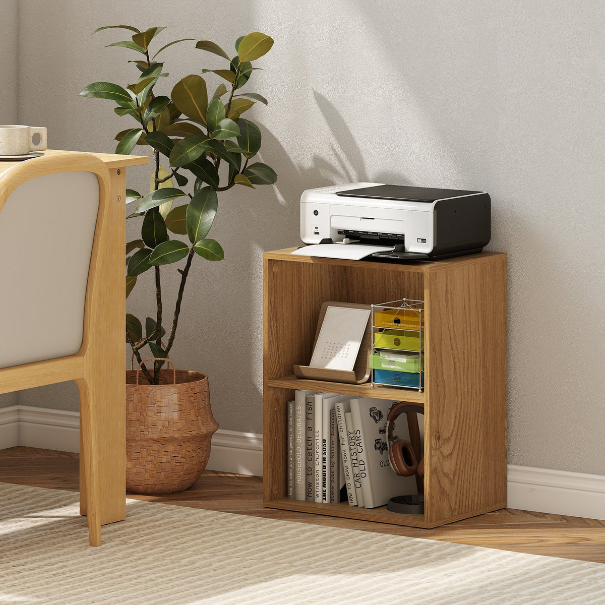 2-Cube Bookcase Floor Standing Open Bookshelf with 5-Position Adjustable Shelf
