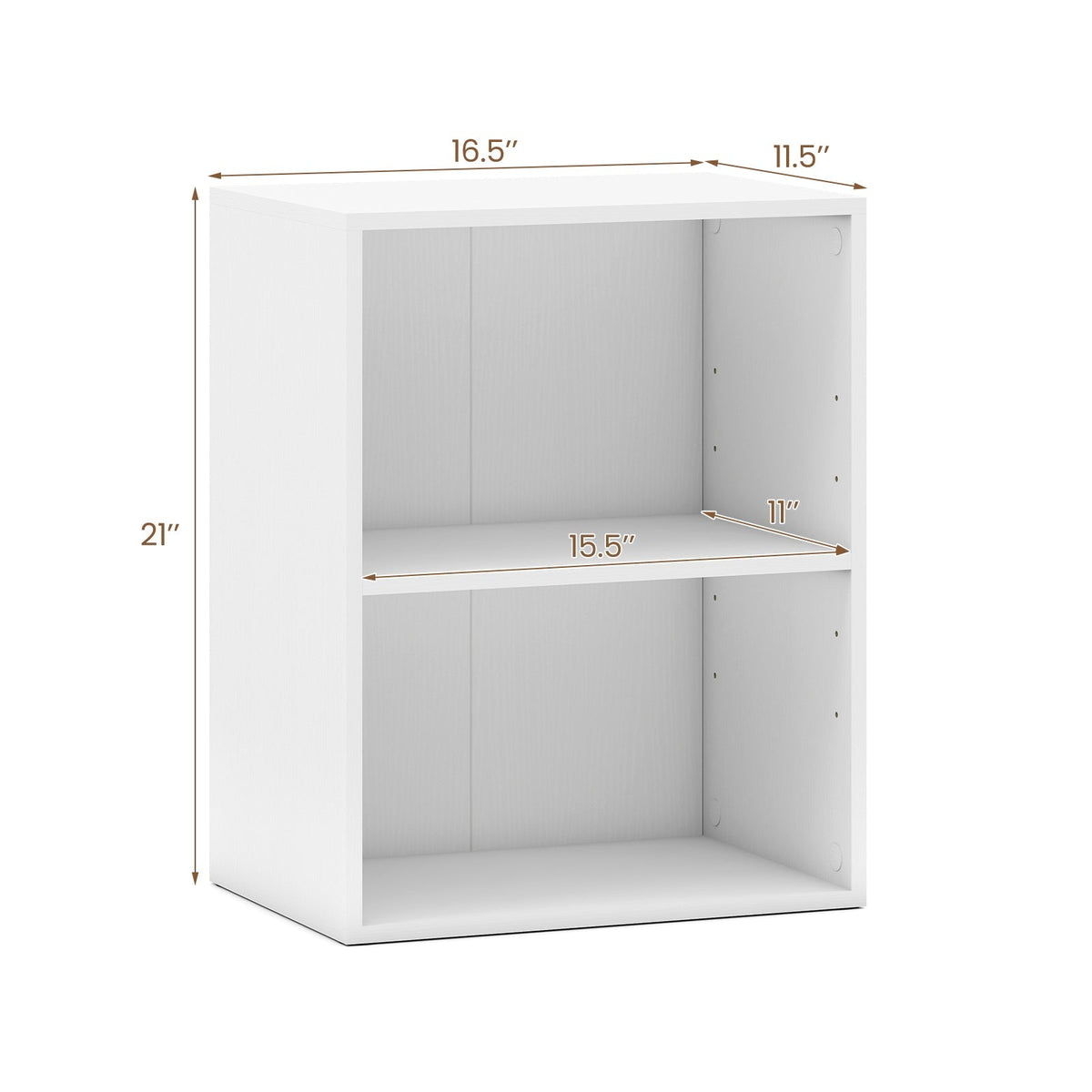 2-Cube Bookcase Set of 2 Floor Standing Open Bookshelf w/ 5-Position Adjustable Shelf