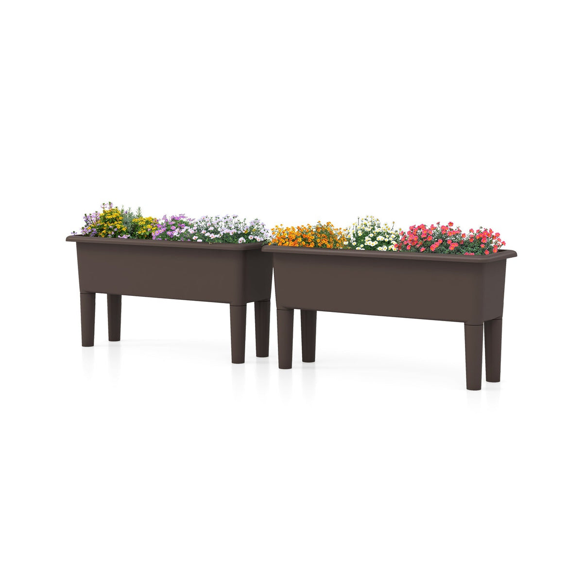 2 PCS Raised Garden Beds Self-Watering Planter Box with Detachable Legs and Drainage Hole