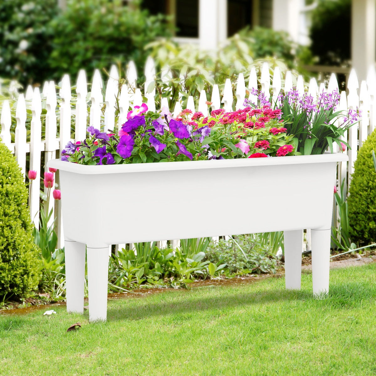 2 PCS Raised Garden Beds Self-Watering Planter Box with Detachable Legs and Drainage Hole