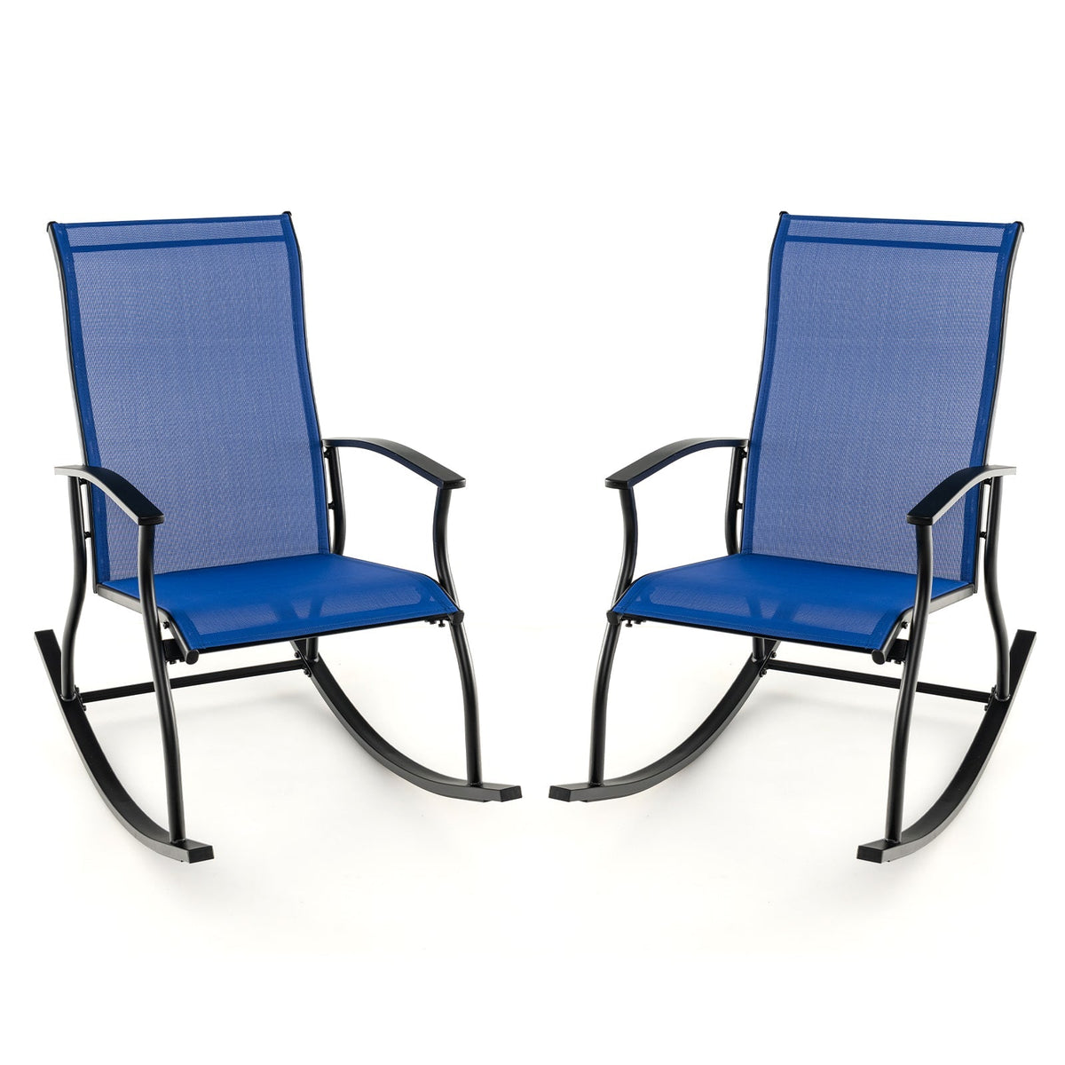 2 Pieces Outdoor Rocking Chairs with Breathable Backrest