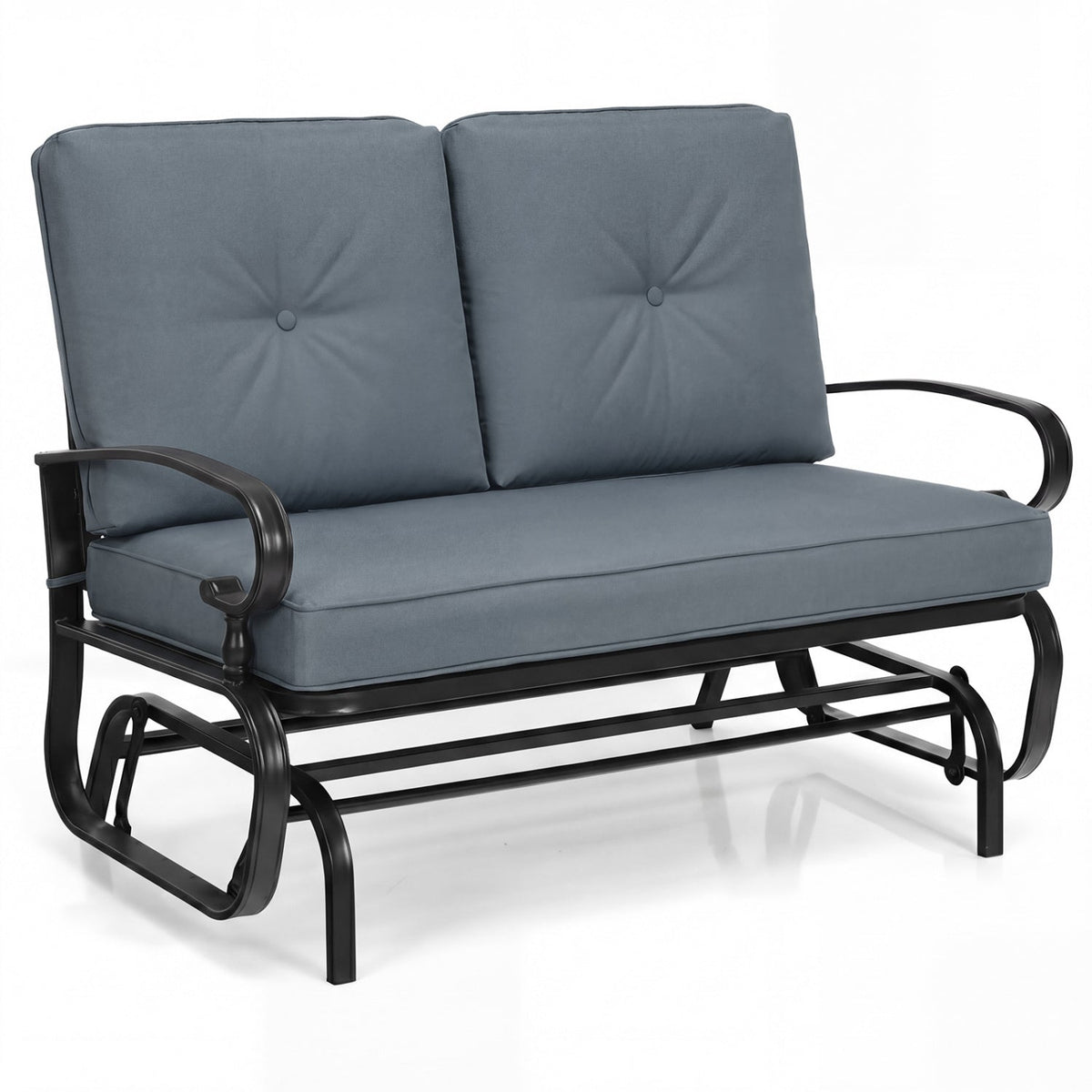 2 Seats Outdoor Swing Glider Chair with C