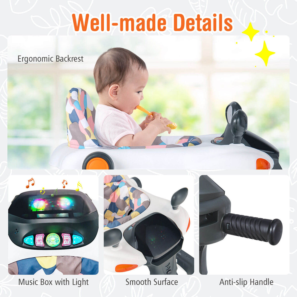 2-in-1 Foldable Activity Push Walker with Adjustable Height