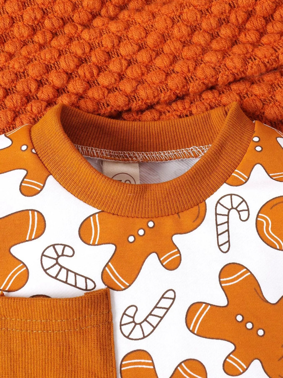 Children's Gingerbread Man Print Long Sleeve Outfit Set
