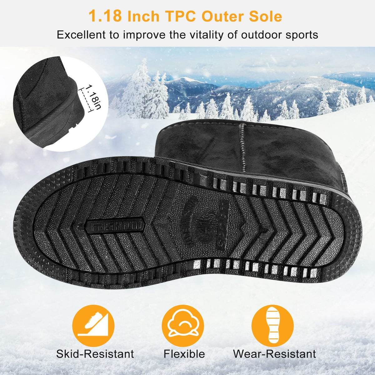 Snow Boots - Waterproof Faux Suede Mid-Calf with Warm Lining
