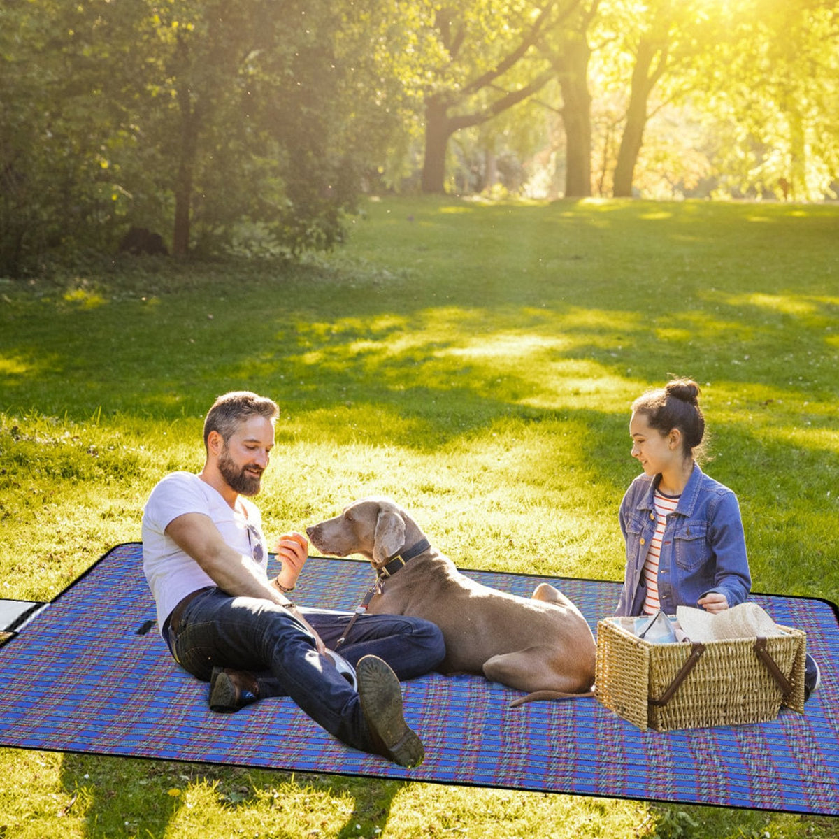 Manta de picnic impermeable de 60" x 78", alfombra plegable para acampar con correa, ideal para camping, senderismo, césped y viajes