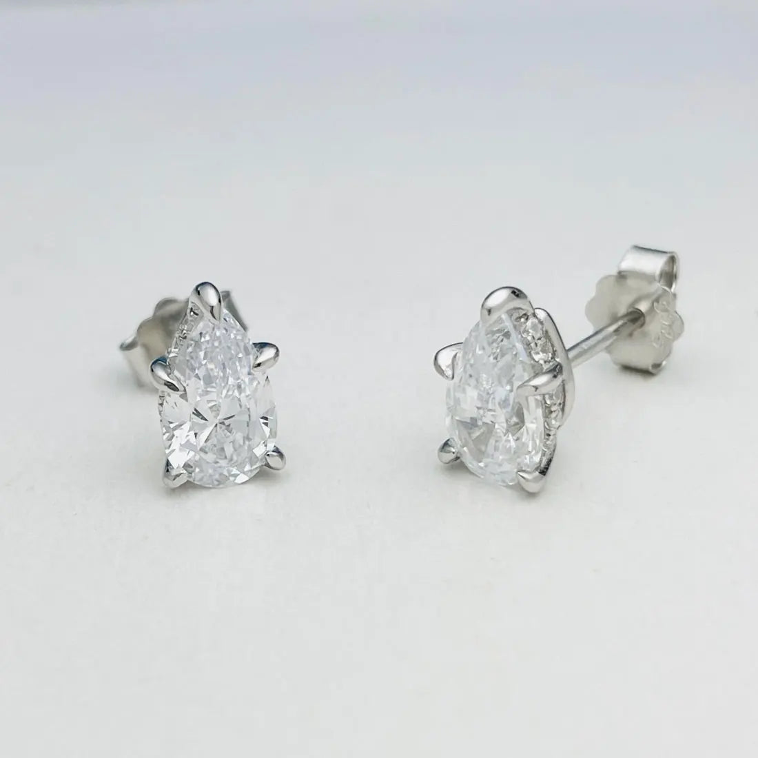 2.0cttw Pear Moissanite Stud Earrings 925 Sterling Silver VVS D Color