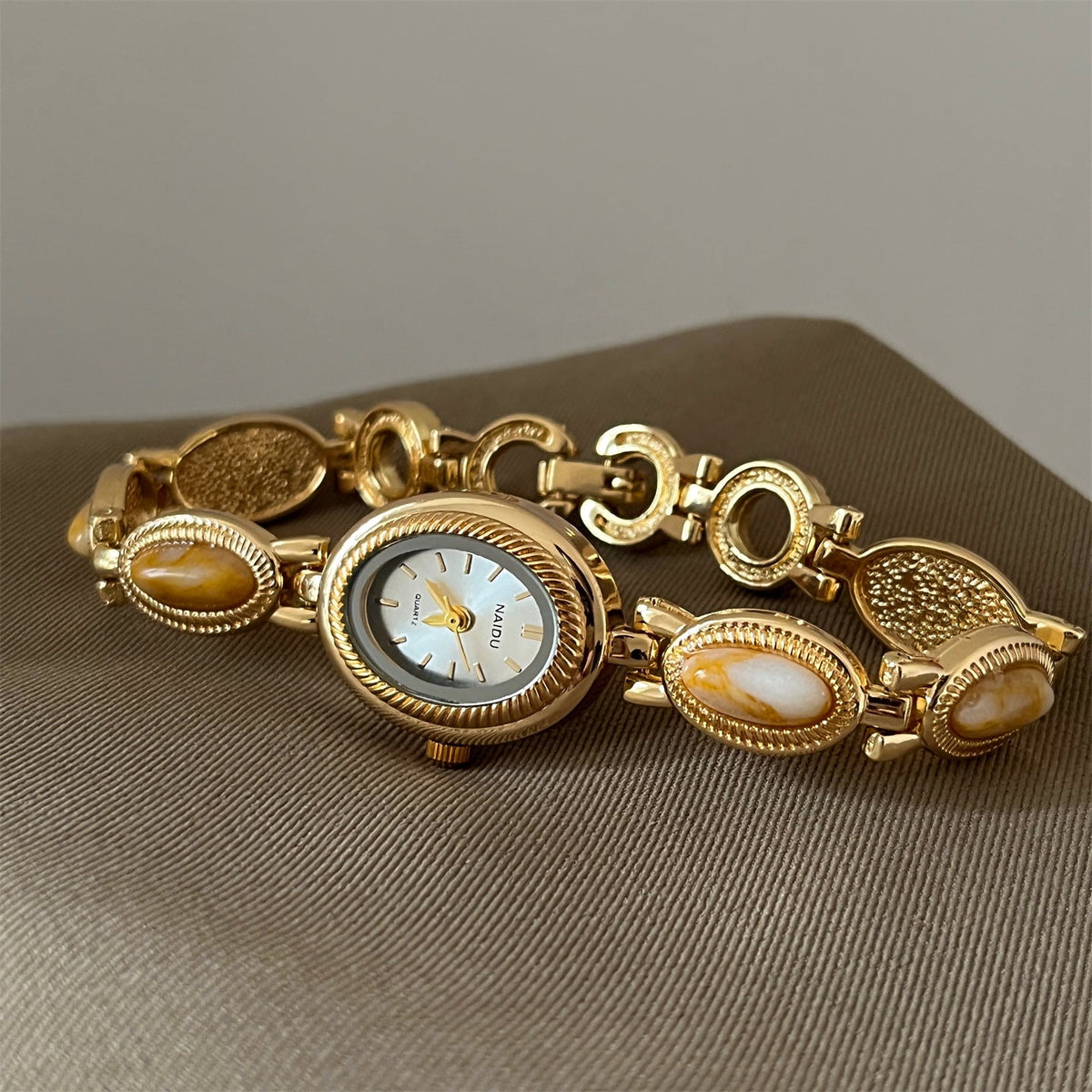 Women's Agate Bead Bracelet Watch