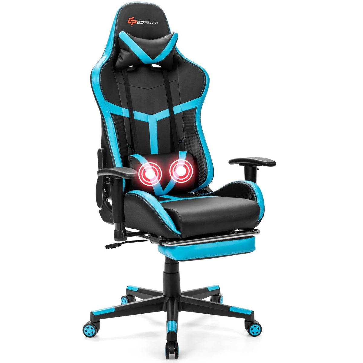 Reclining Racing Chair with Lumbar Support Footrest