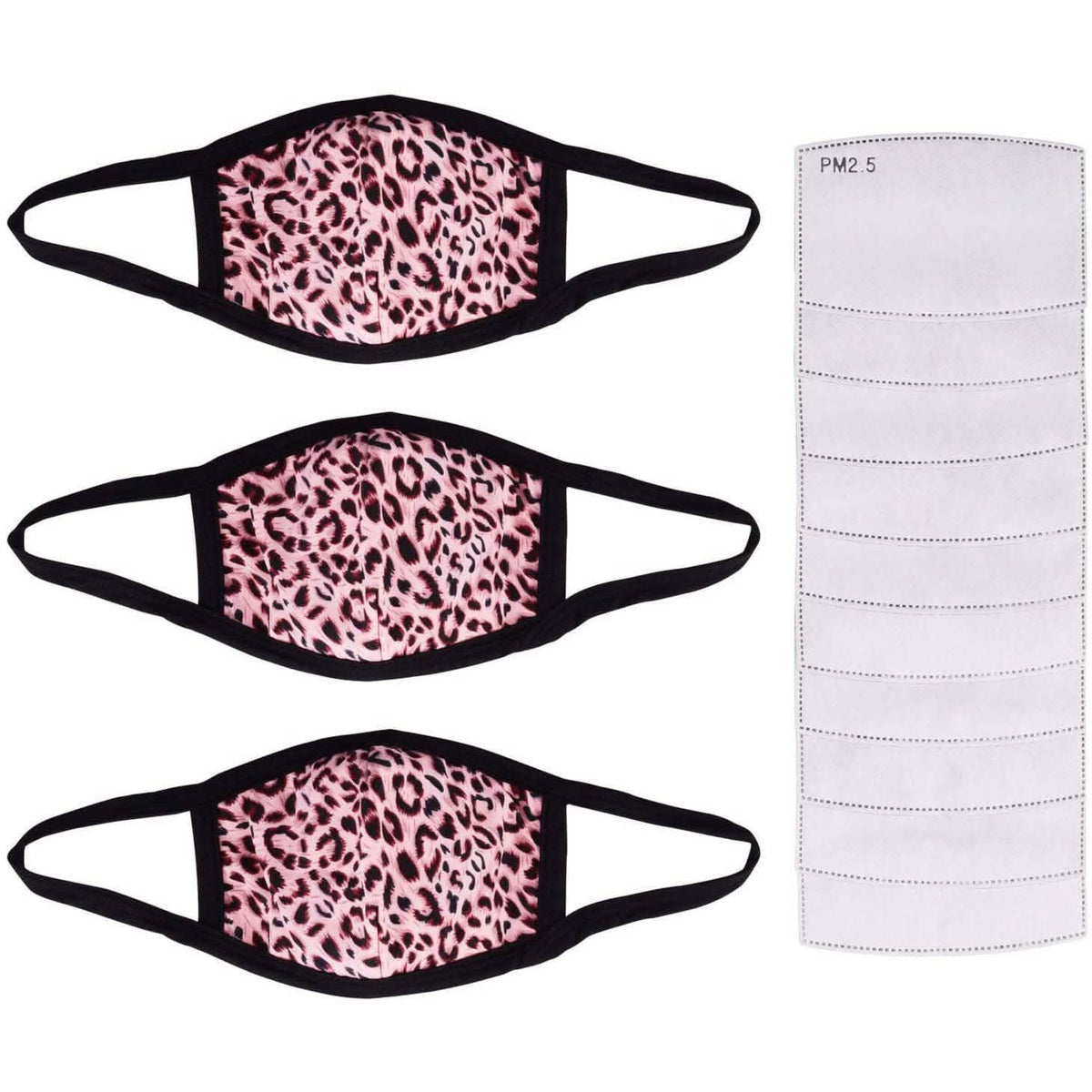 3-Pack: Adult Cotton Reusable Face Masks with 10 Filters