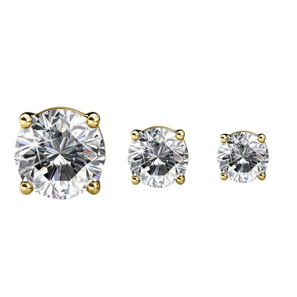 3 pares: Aretes de cristal con broquel "Elementos de amor"