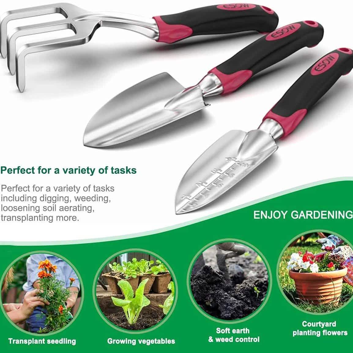 Juego de 3 piezas: Kit de jardinería de alta resistencia de aluminio fundido