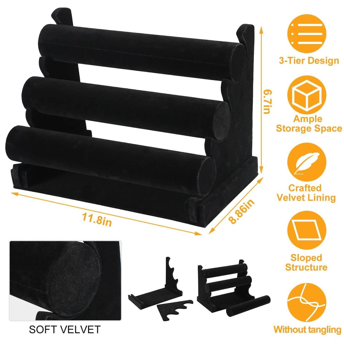 3-Tier Velvet Jewelry Stand