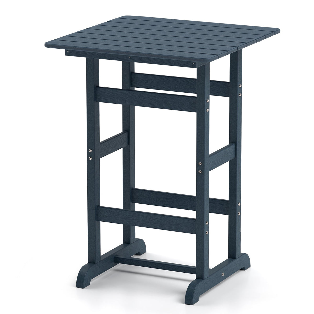 30 Inch Square Bar Table Dining Table with Slatted Tabletop for Poolside