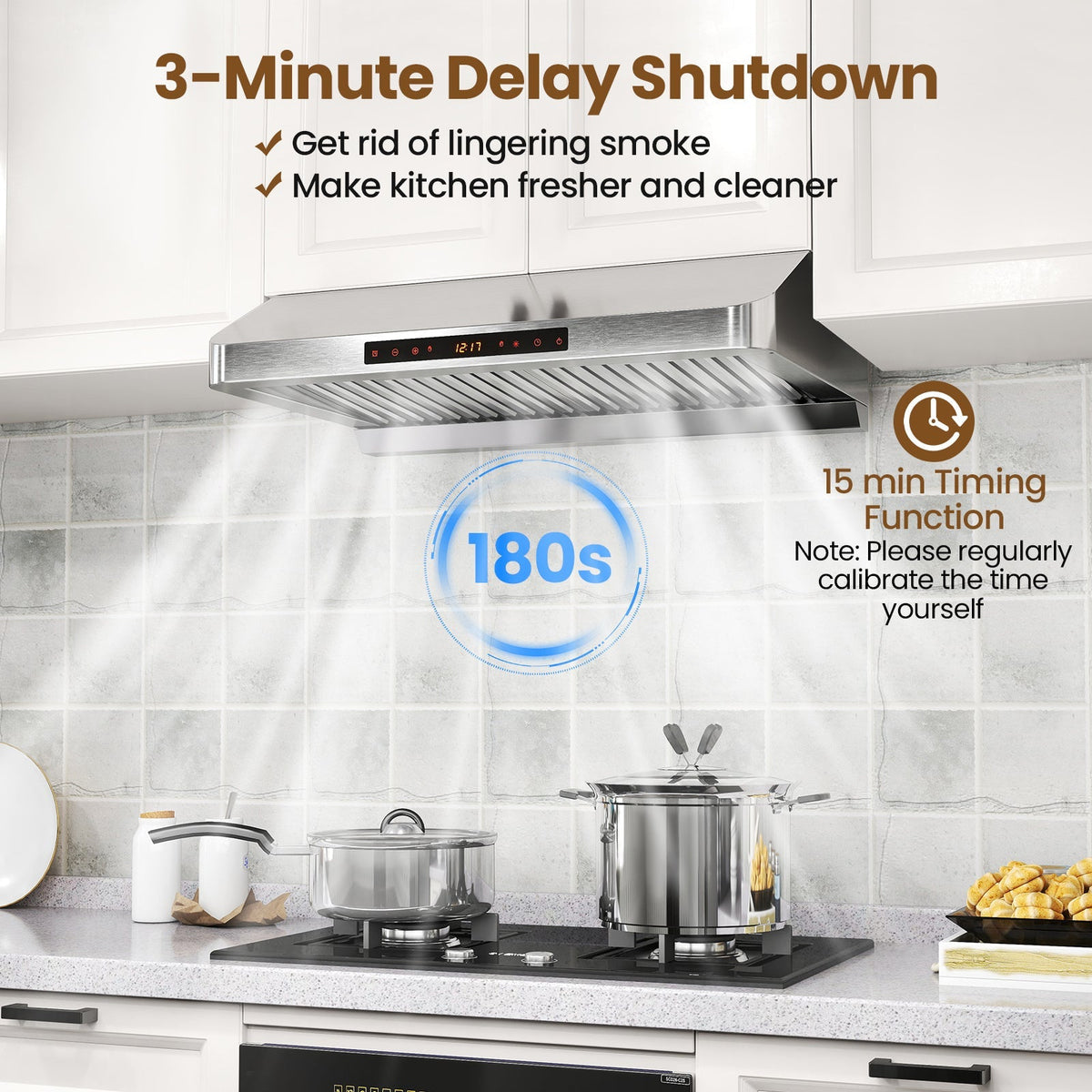 30 Inch Under Cabinet Range Hood with Oil Collector 900 CFM Stainless Steel Kitchen Vent-Silver