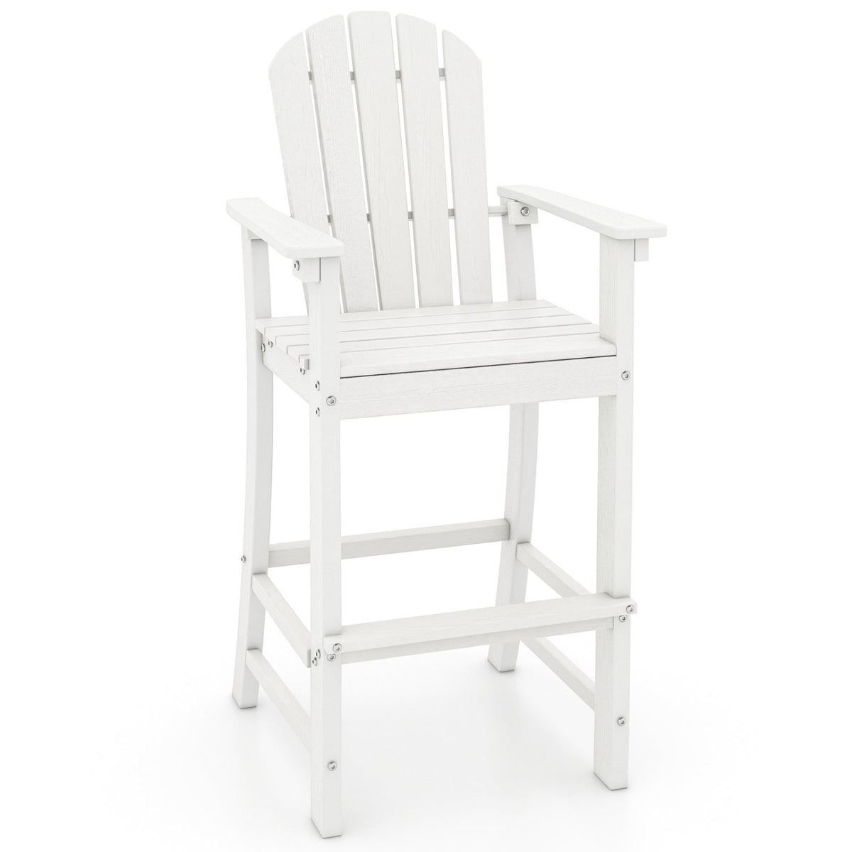 30 Inches Counter Height Outdoor HDPE Bar Stool with Armrests and Footrest