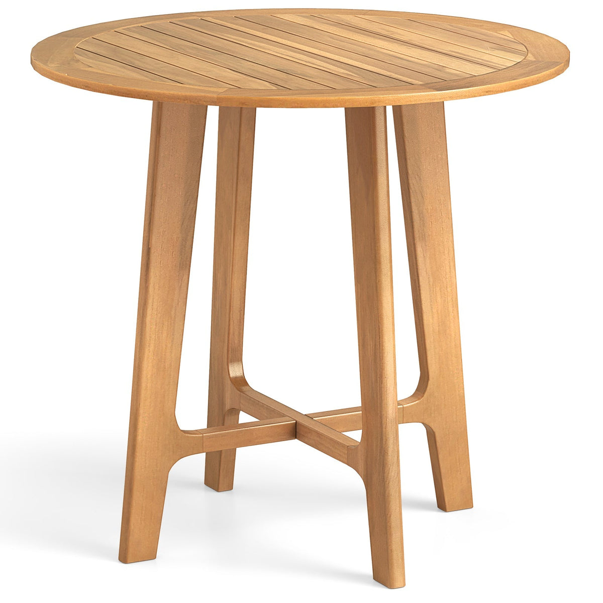 31.5 Inches Patio Dining Table with Slatted Tabletop and X-shaped Frame