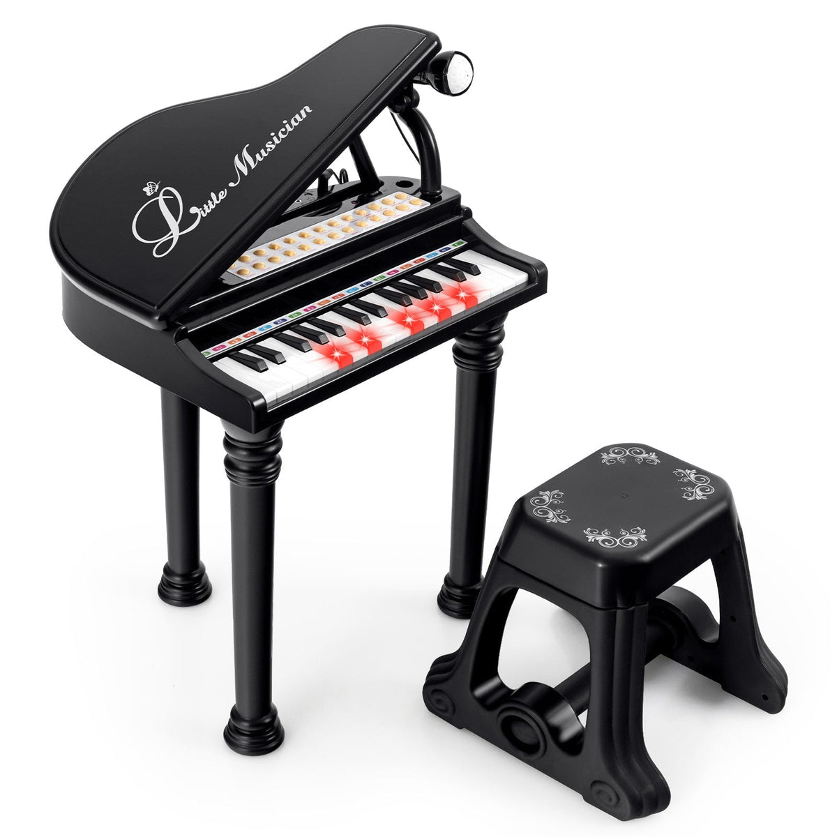 Teclado de piano para niños de 31 teclas con taburete y tapa de piano