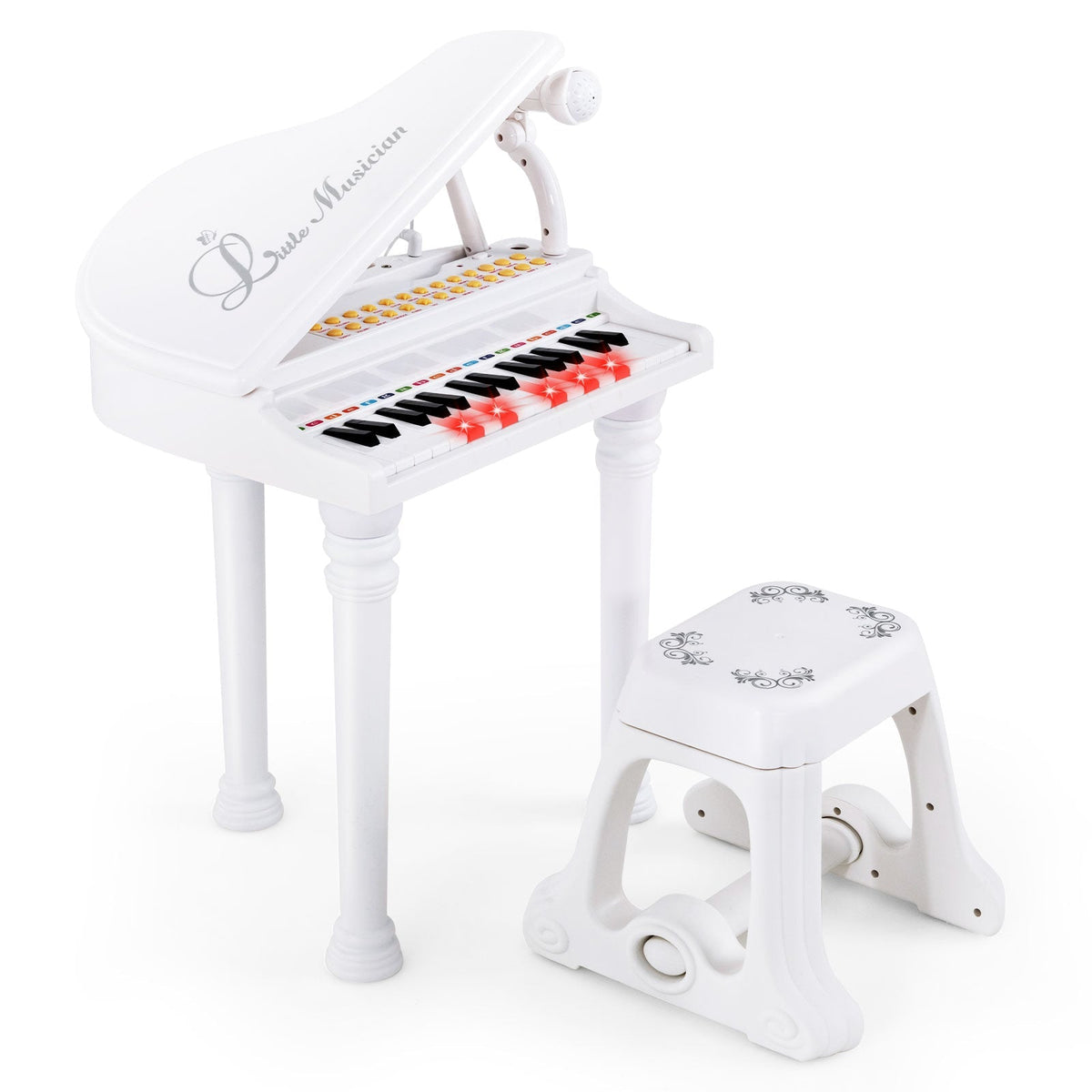 Teclado de piano para niños de 31 teclas con taburete y tapa de piano