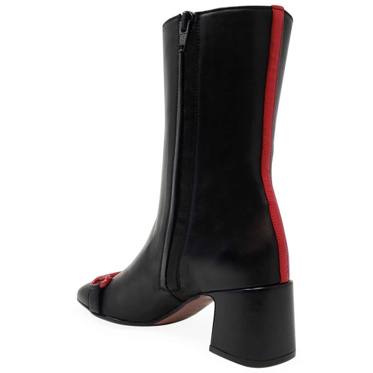 Black Leather Back Stripe Boot
