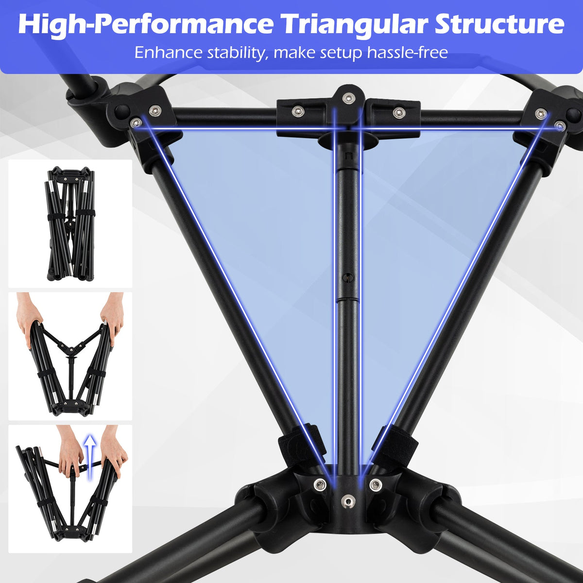 Silla de Camping Portátil de Respaldo Alto con Bolsa de Transporte Compacta y Almohada - Negra